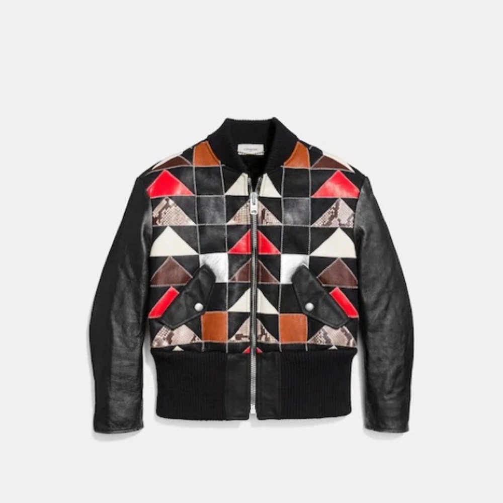 Coach patchwork shearling leather jacket